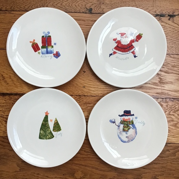 Pier 1 Imports Holiday Appetizer Plates (4) New in Box Festive Fun - Picture 1 of 12